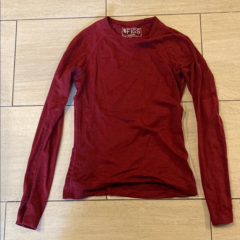 Figs Burgundy Salta Underscrub Long Sleeve Top